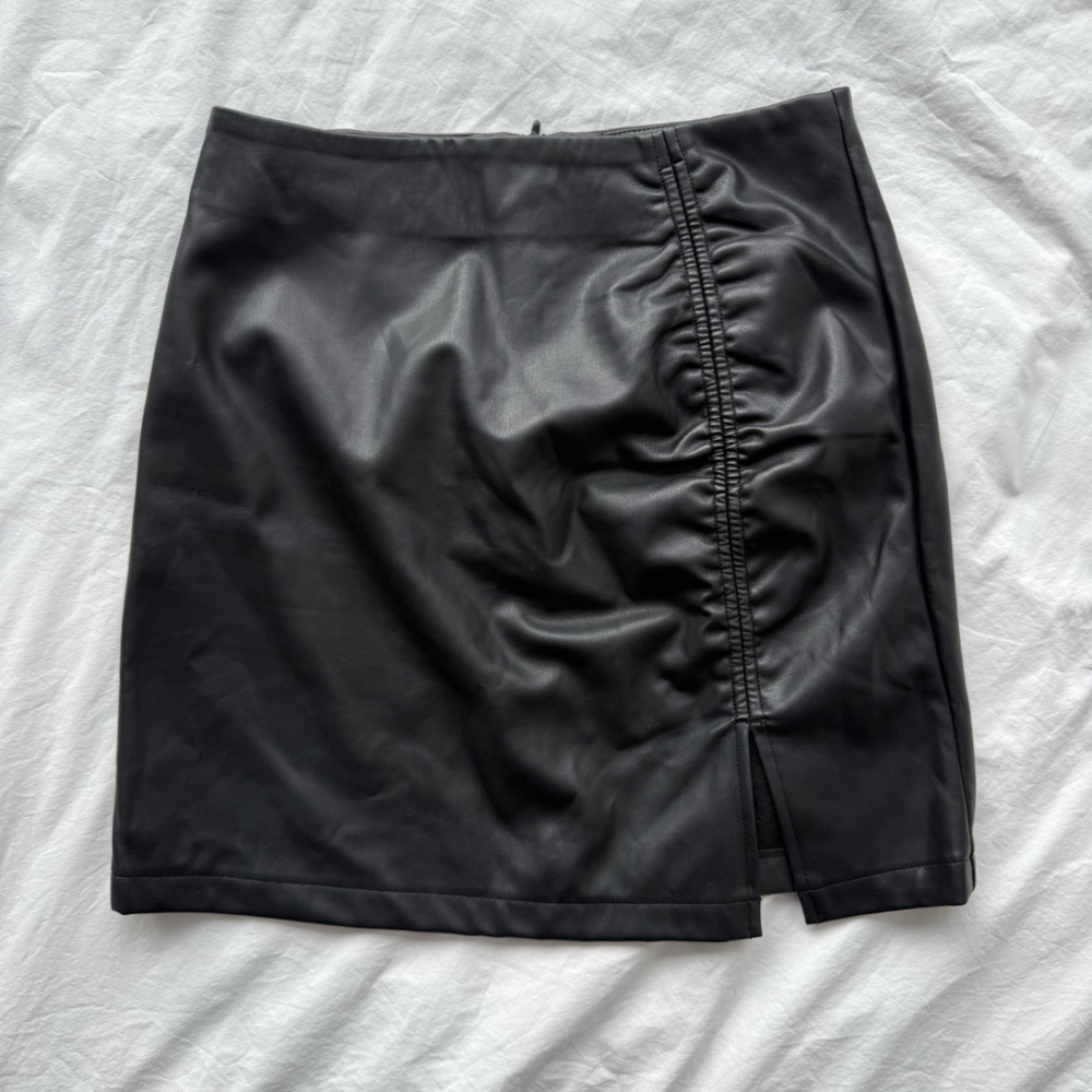 Topshop Black Faux Leather Mini Skirt
